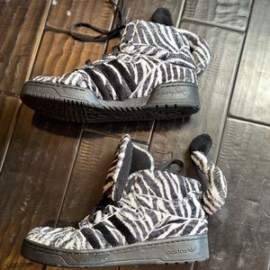 Jeremy Scott Zebra Shoes with Tail Size 10.5